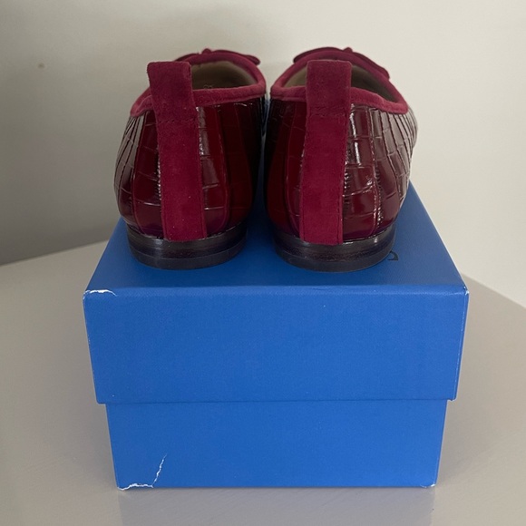 J. McLaughlin Anastasia Crocodile Leather Flats in French Merlot - Picture 4 of 7
